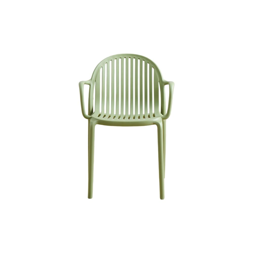 Silla Marruecos Con Brazos, Verde Olivo, Con espaldar en rayas y diseño minimalista