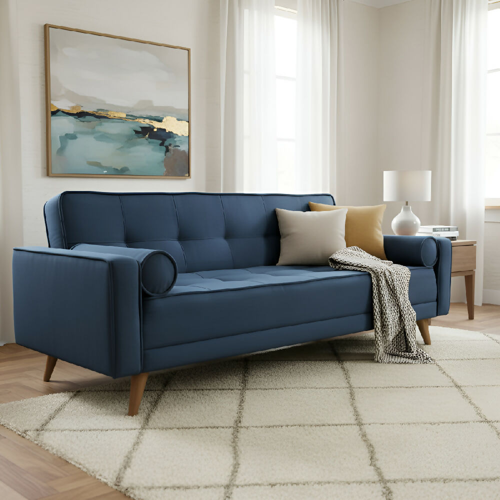 Sofa Cama Extra 3 Puestos Tela Azul