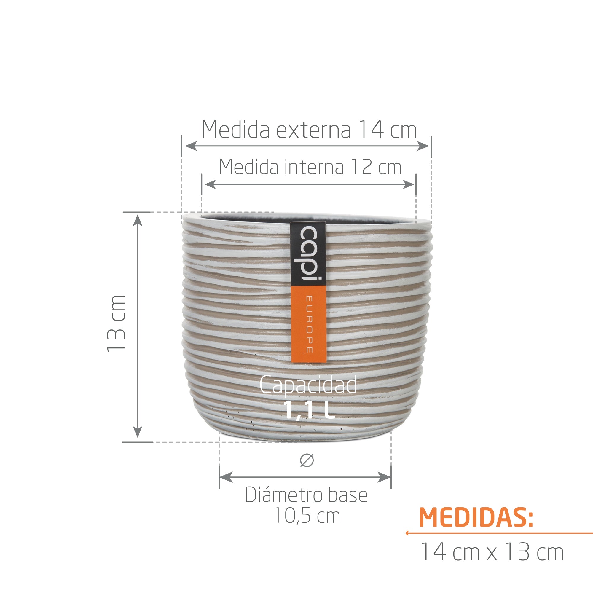 Matera Conic Round Rib 14 cm Marfil