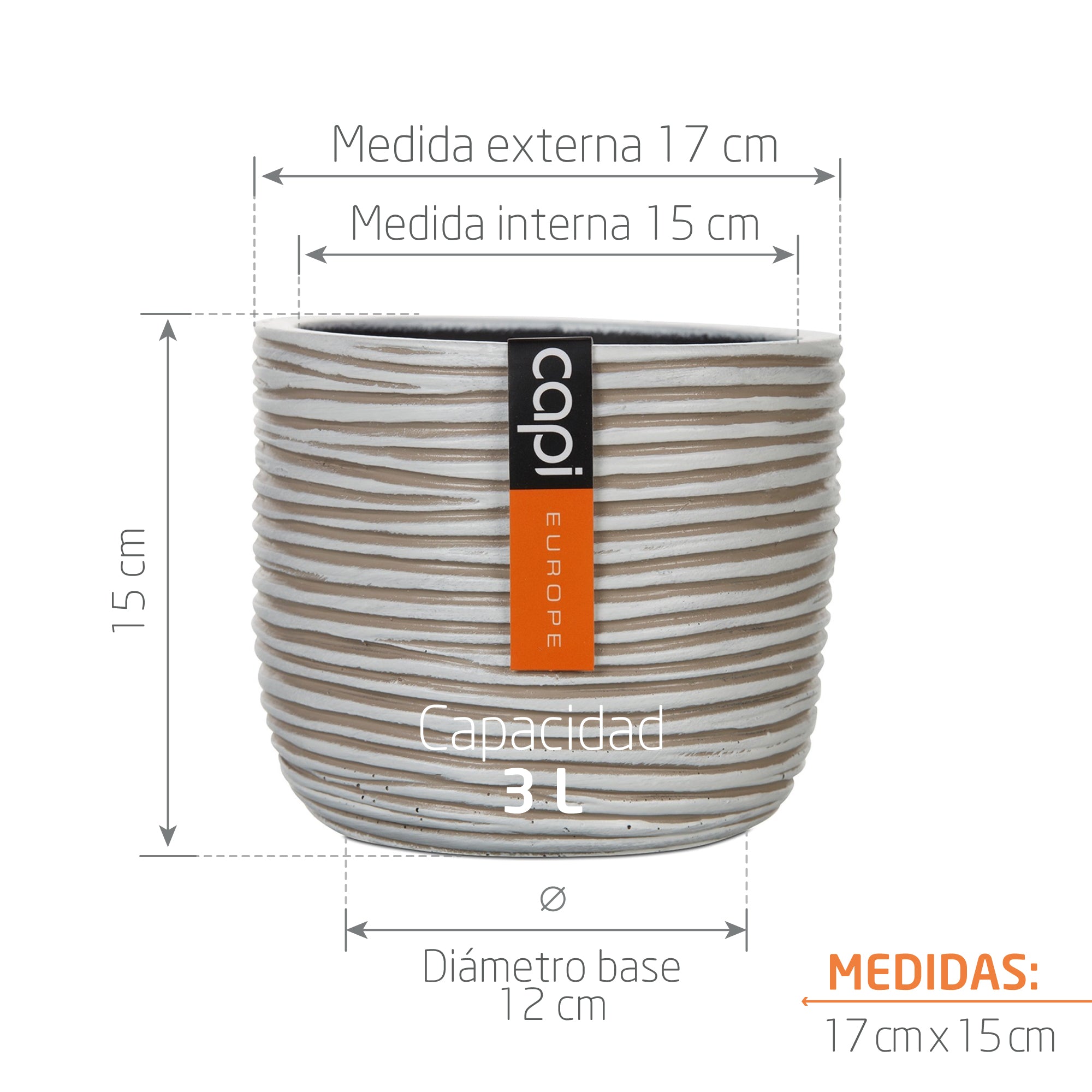Matera Conic Round Rib 17 cm Marfil