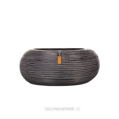 Matera Bowl Rib 33 cm Negro