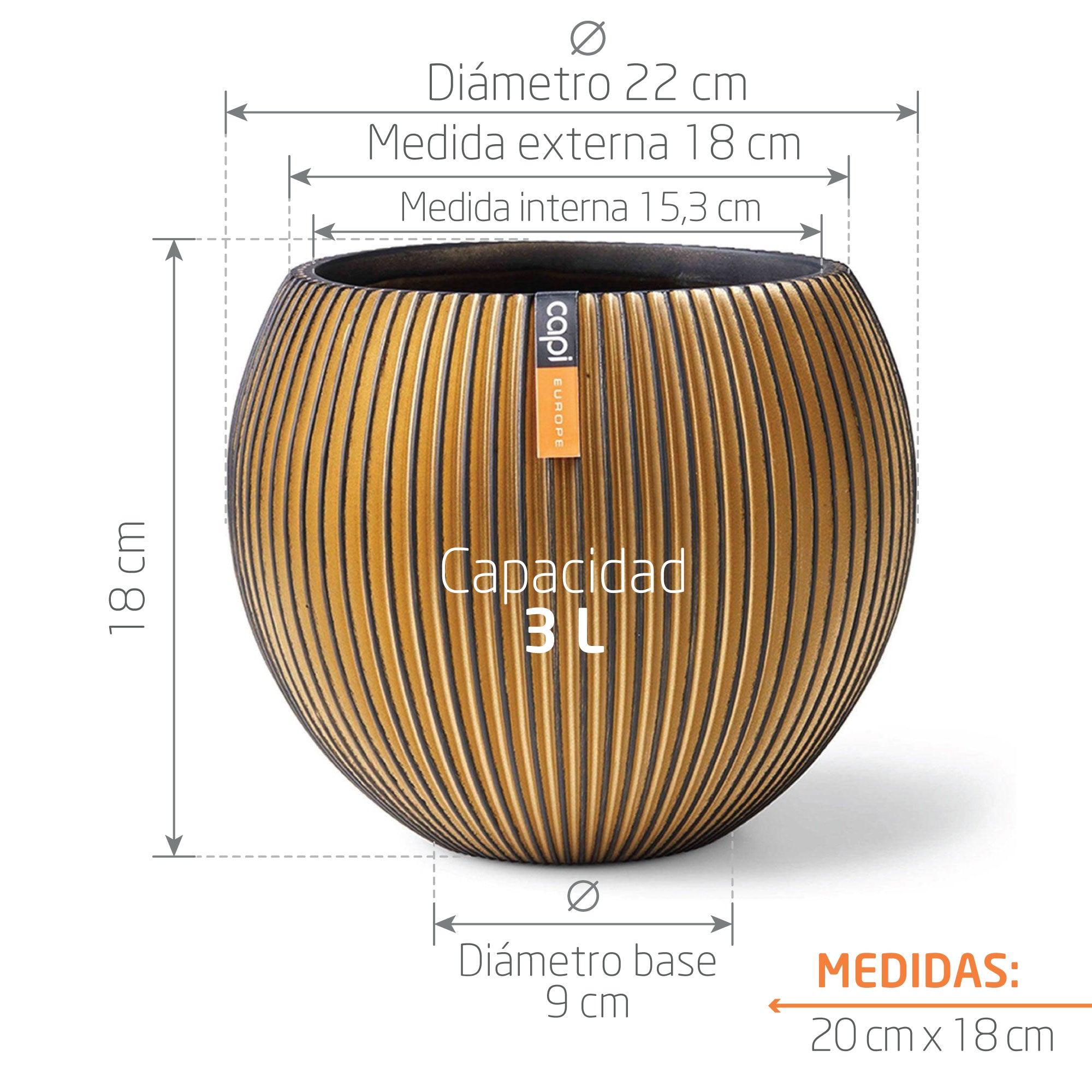 Matera Ball Groove 21 cm Oro