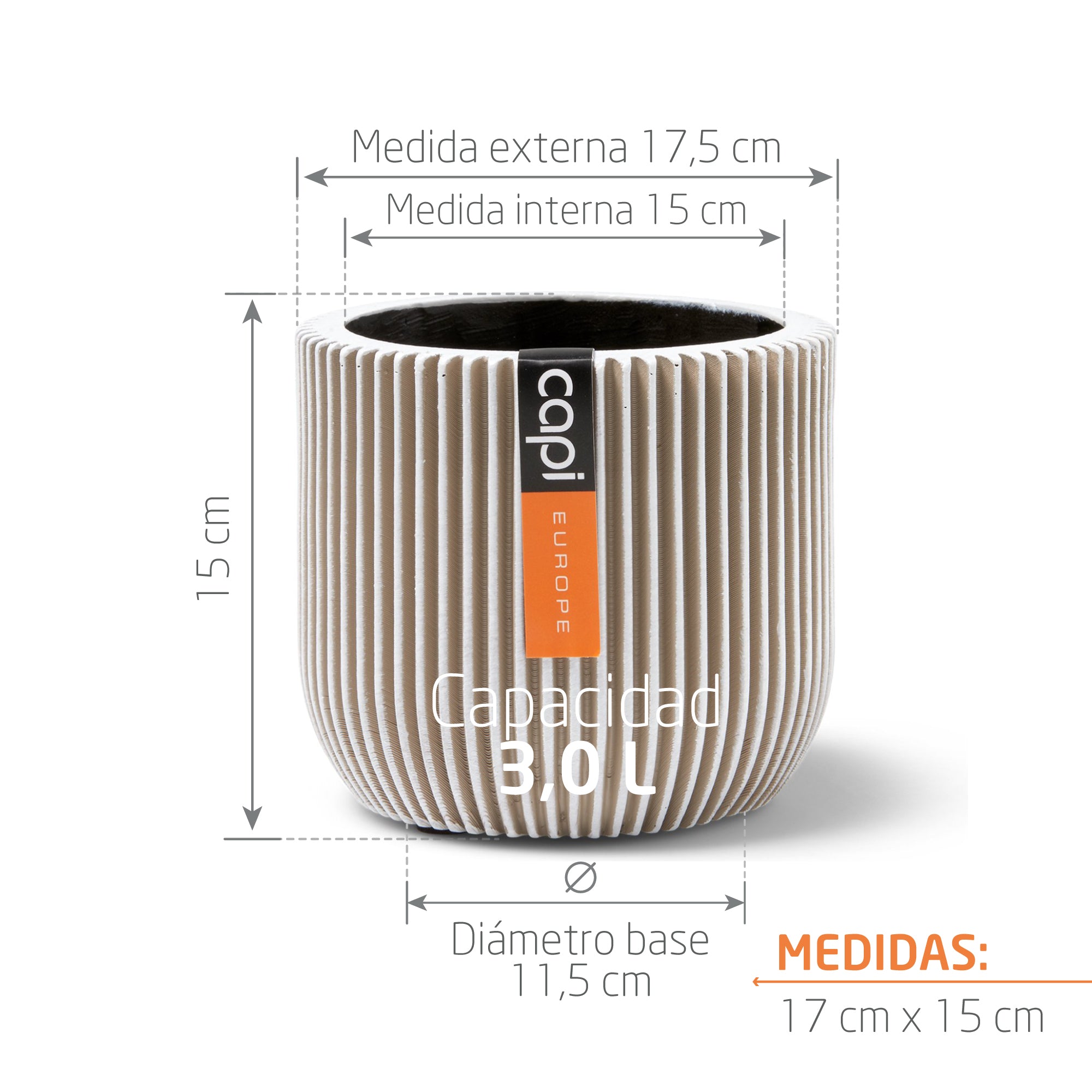 Matera Conic Round Groove 17 cm Marfil