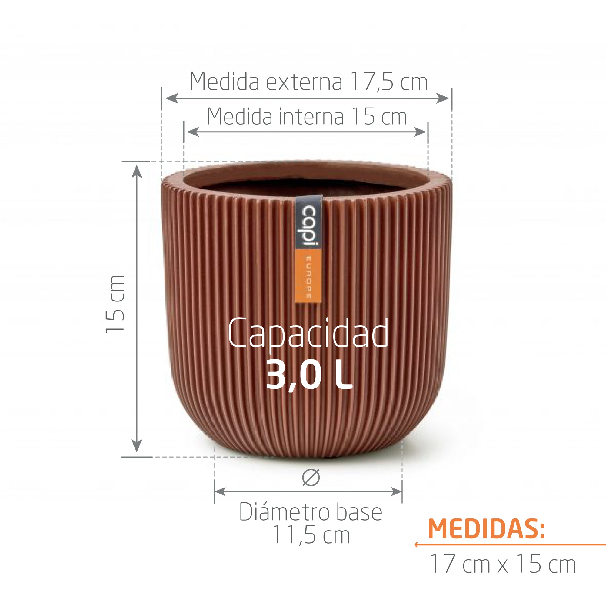 Matera Conic Round Groove 17 cm Rojo