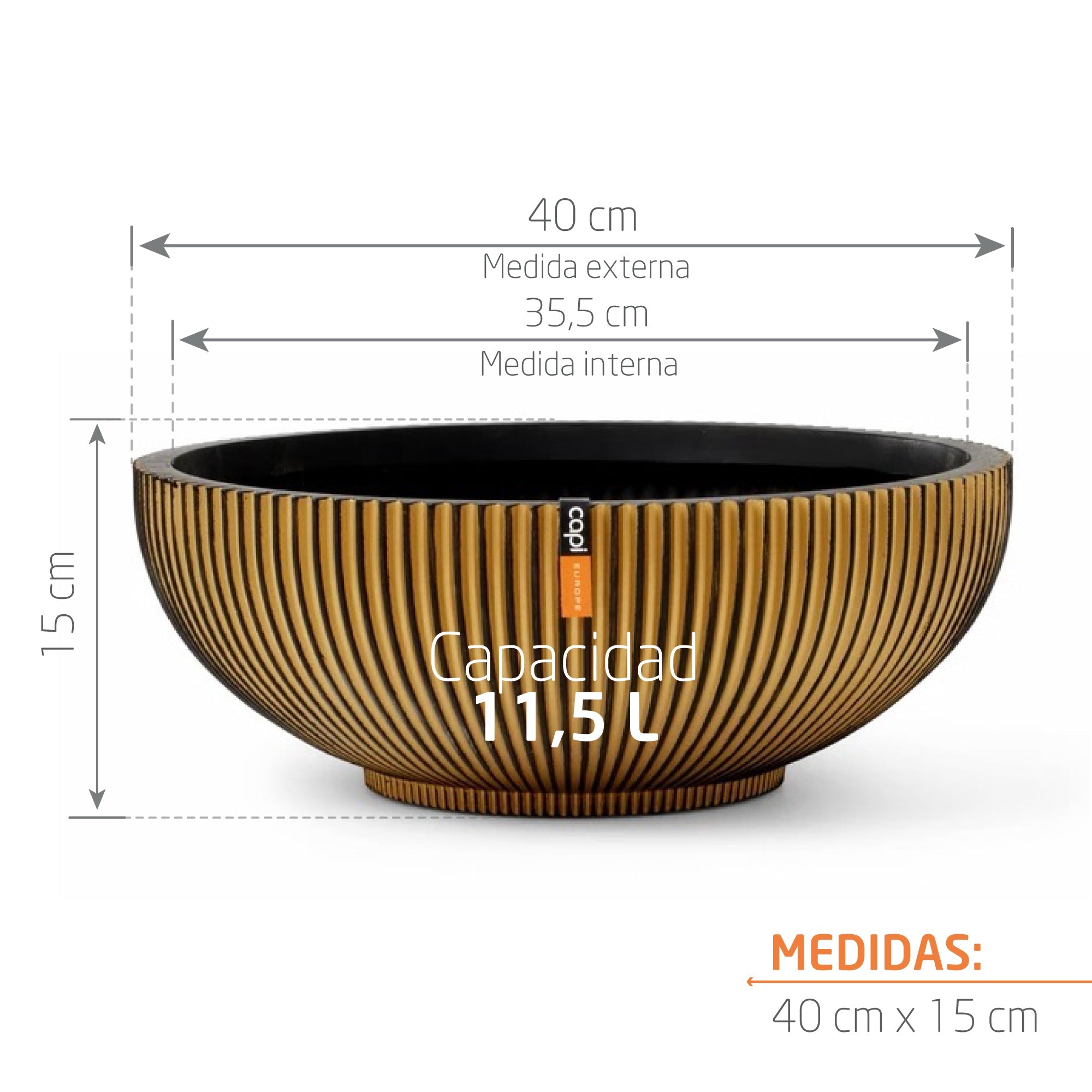 Matera Bowl Groove 40 cm Oro
