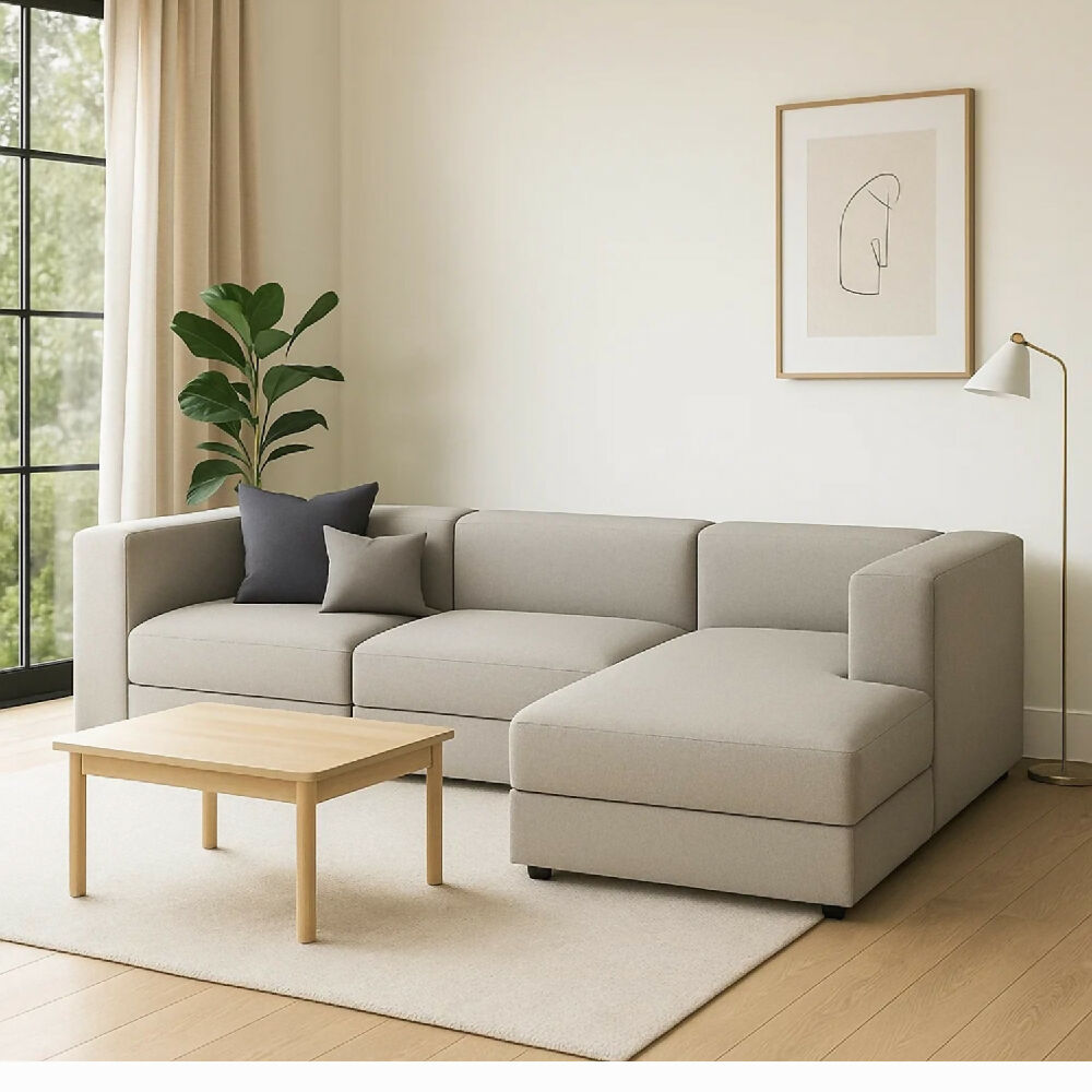Sofá en L Derecho Lautaro Lona antifluidos Gris 310x95x71