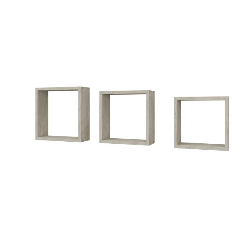 Repisa En Madera Tipo Cubos  Set X 3, Pino