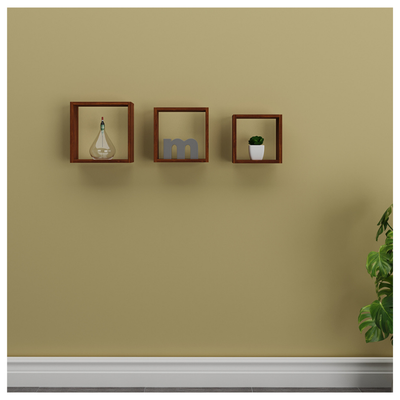 Repisa en Madera Tipo Cubos Set x 3, Chocolate