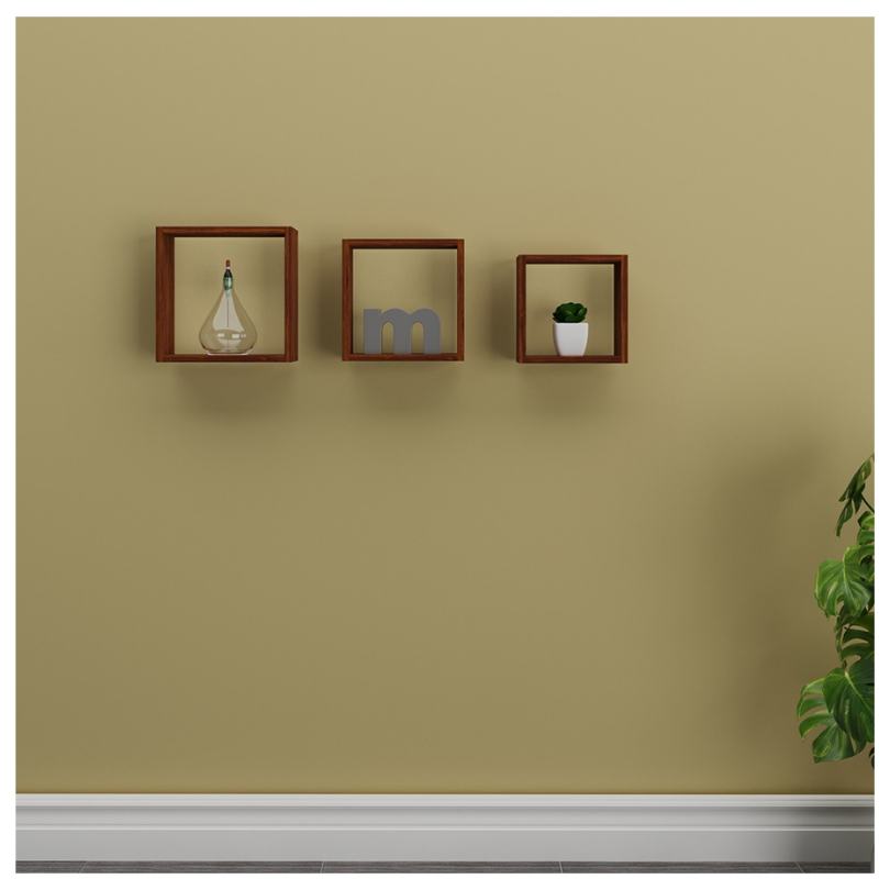 Repisa En Madera Tipo Cubos  Set X 3, Chocolate