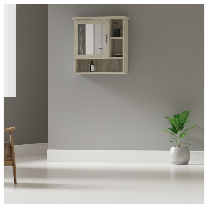 Mueble  De Baño Flotante Con Espejo, Pino