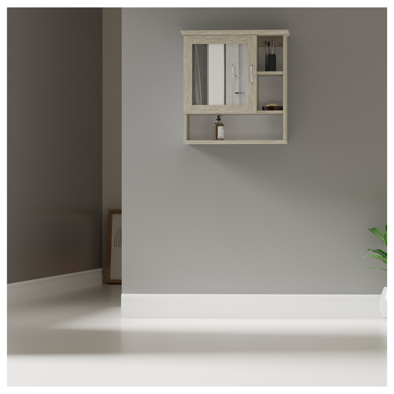 Mueble  De Baño Flotante Con Espejo, Pino