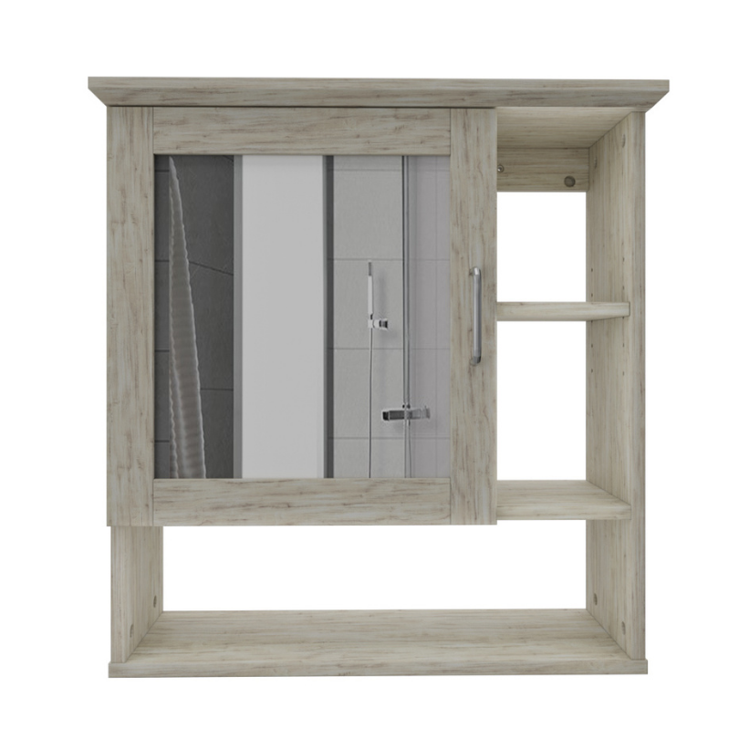 Mueble  De Baño Flotante Con Espejo, Pino