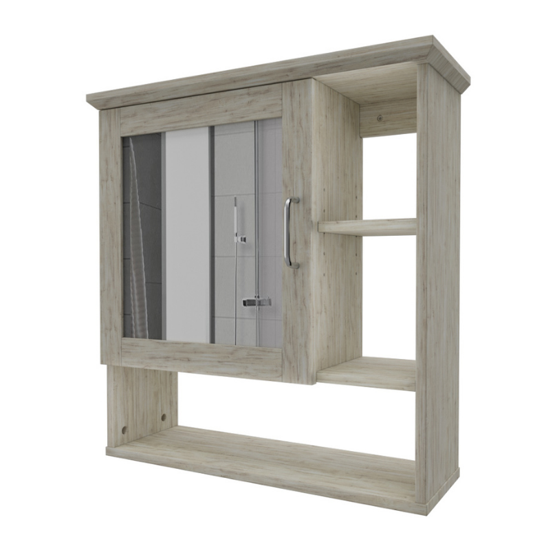Mueble  De Baño Flotante Con Espejo, Pino