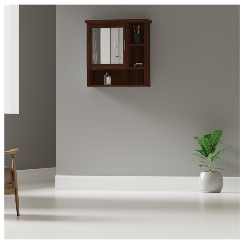 Mueble  De Baño Flotante Con Espejo, Chocolate