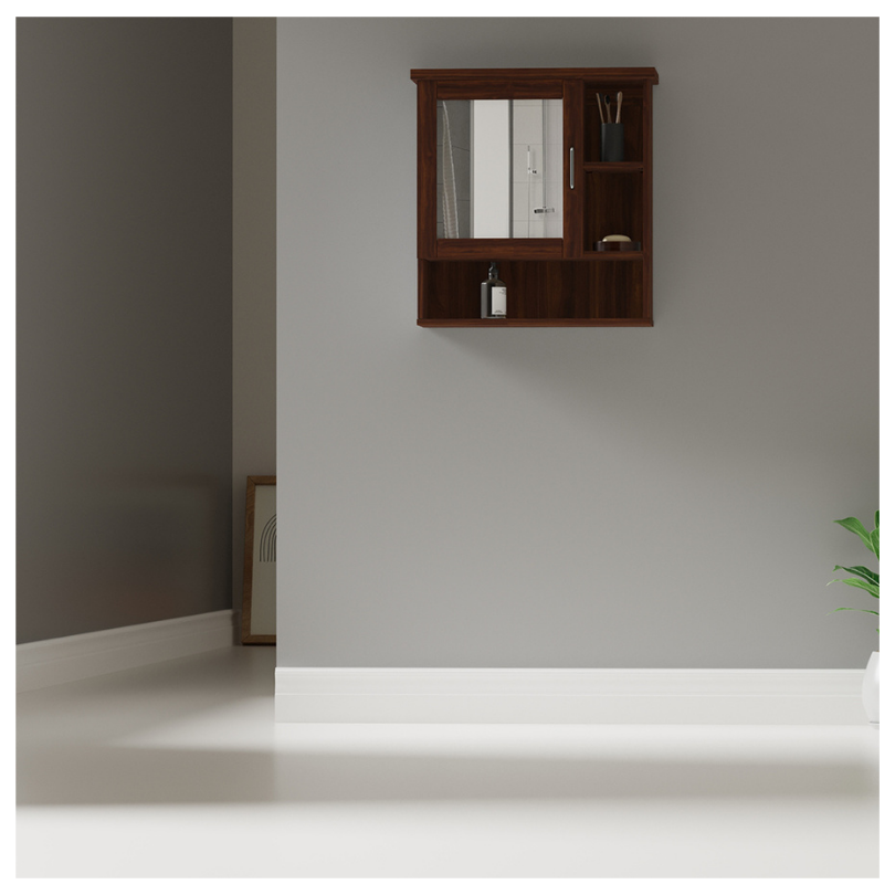 Mueble  De Baño Flotante Con Espejo, Chocolate