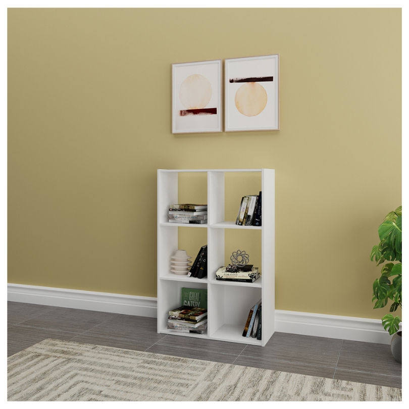 Mueble Organizador- Biblioteca 6 Cubos, Blanco