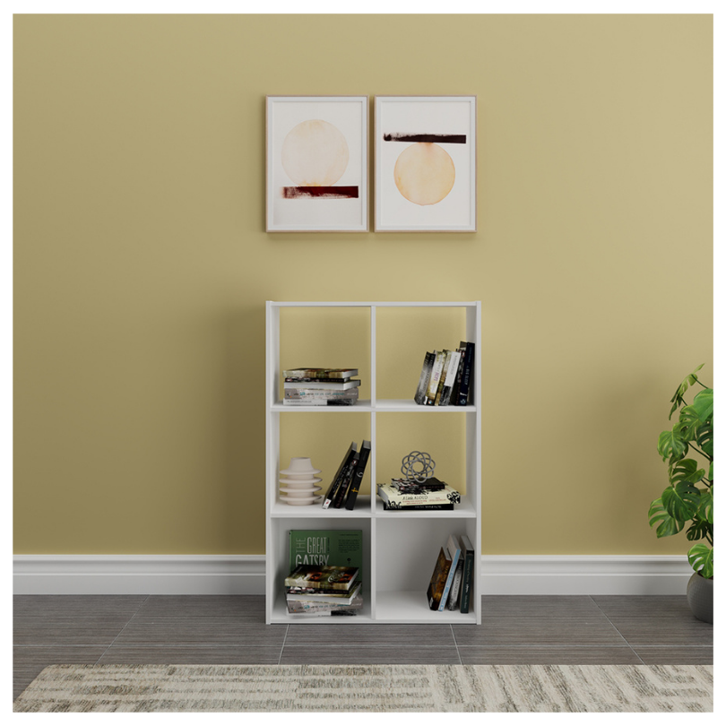 Mueble Organizador- Biblioteca 6 Cubos, Blanco