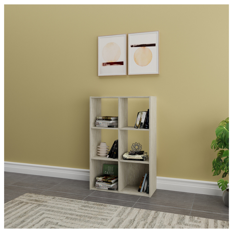 Mueble Organizador- Biblioteca 6 Cubos Madera, Pino