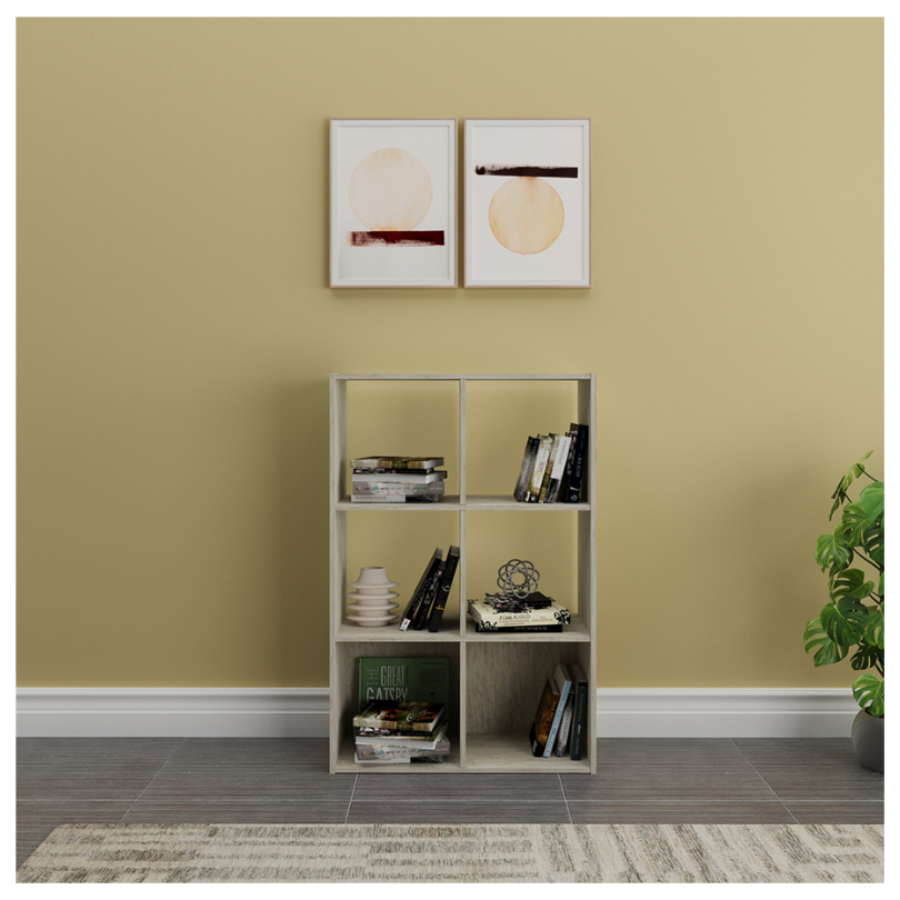 Mueble Organizador- Biblioteca 6 Cubos Madera, Pino