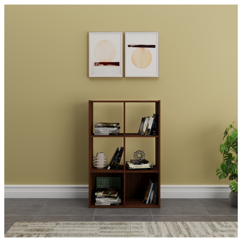 Mueble Organizador- Biblioteca 6 Cubos Madera, Chocolate