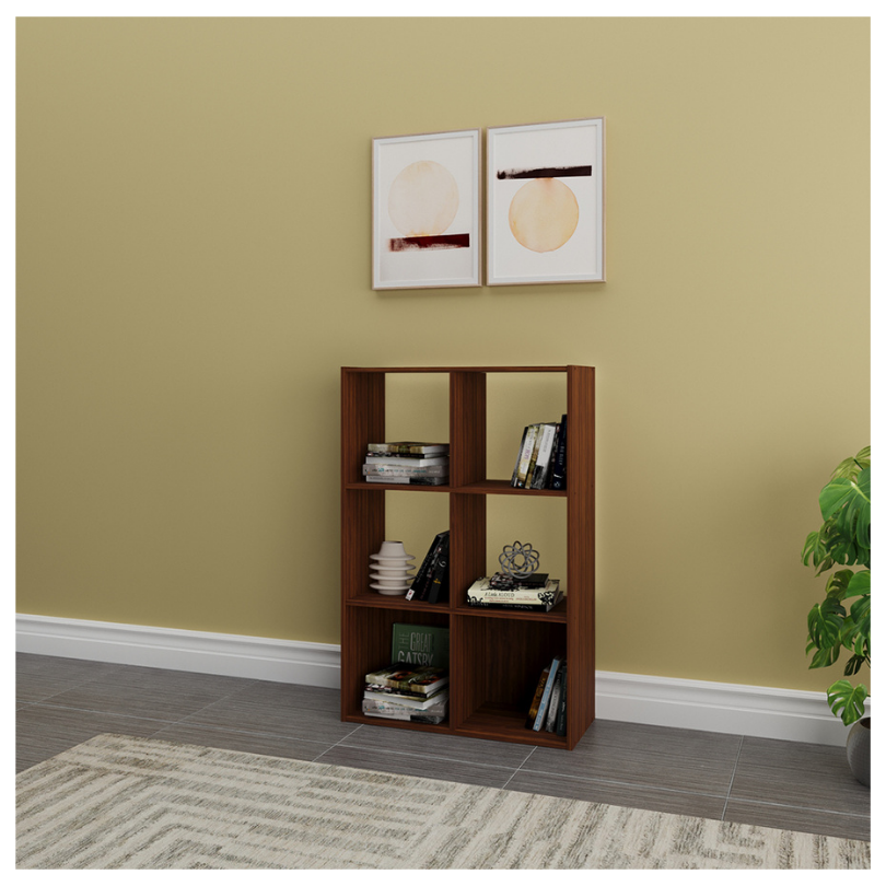 Mueble Organizador- Biblioteca 6 Cubos Madera, Chocolate