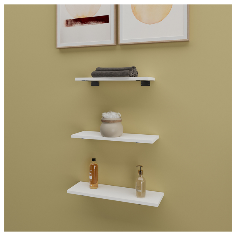 Repisas Flotantes Con Soporte Set De 3, Blanco