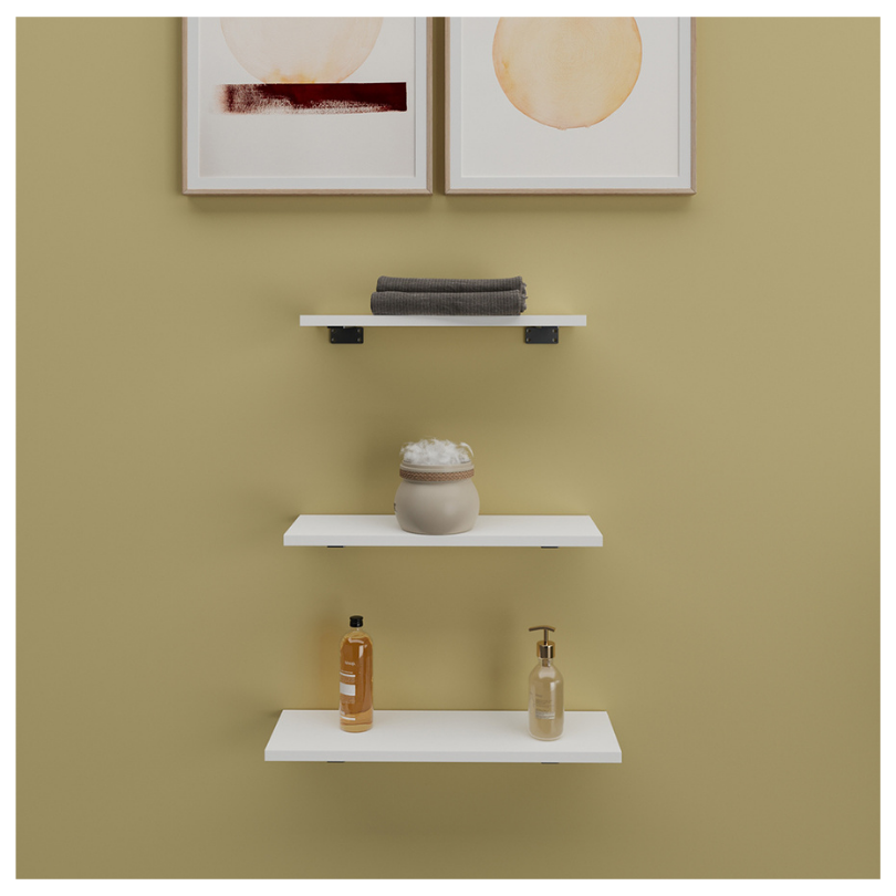 Repisas Flotantes Con Soporte Set De 3, Blanco