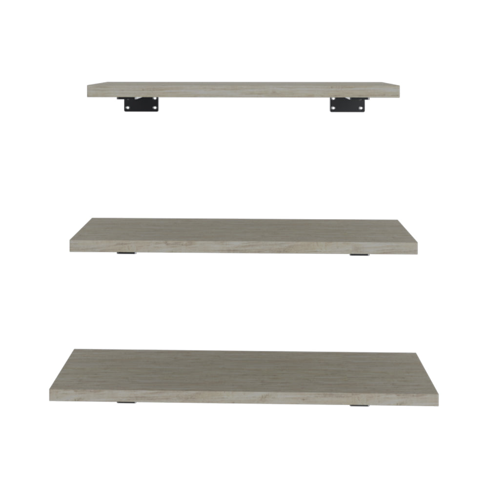 Repisas Flotantes Con Soporte Set De 3, Pino