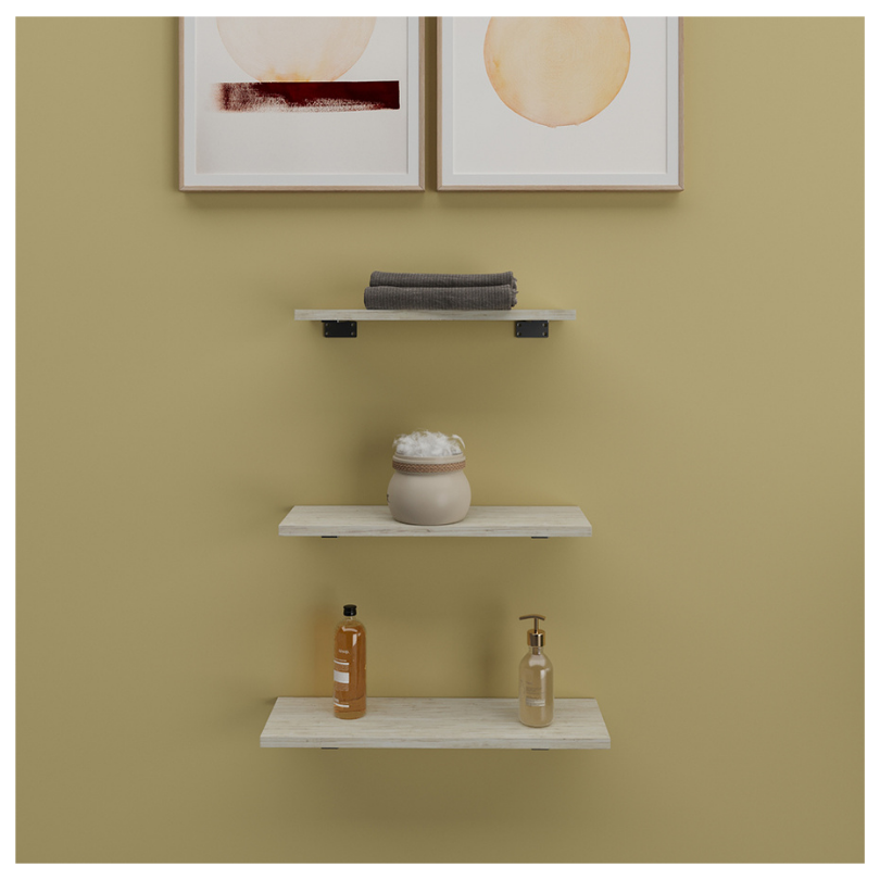 Repisas Flotantes Con Soporte Set De 3, Pino
