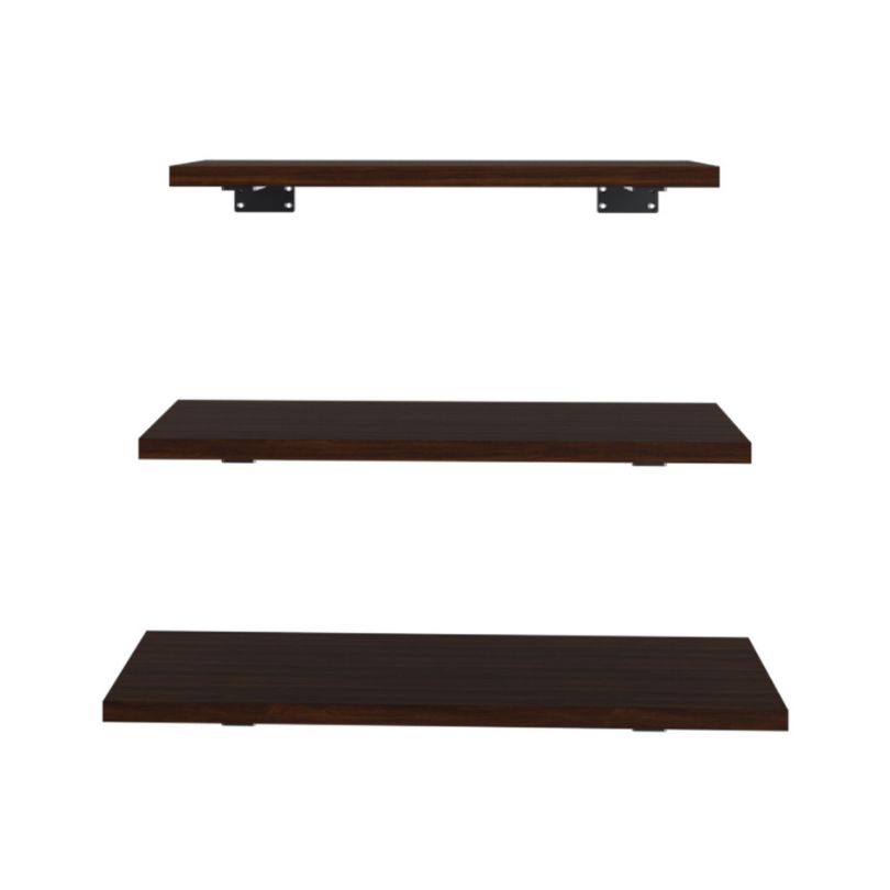 Repisas Flotantes Con Soporte Set De 3, Chocolate