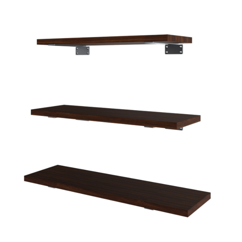 Repisas Flotantes Con Soporte Set De 3, Chocolate