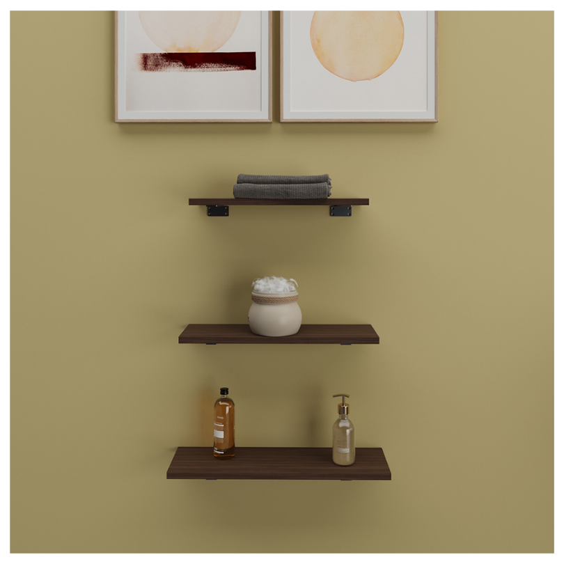 Repisas Flotantes Con Soporte Set De 3, Chocolate