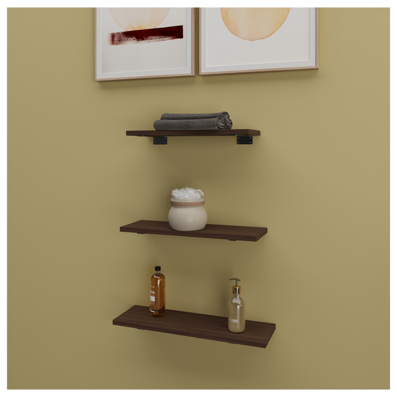 Repisas Flotantes Con Soporte Set De 3, Chocolate