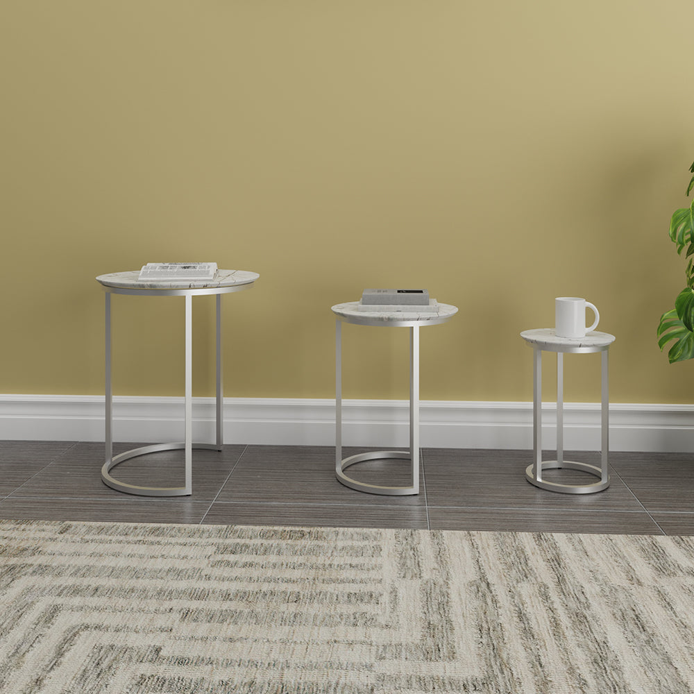 Mesa De Centro Tipo MarmolSet De 3, Rivera Marble