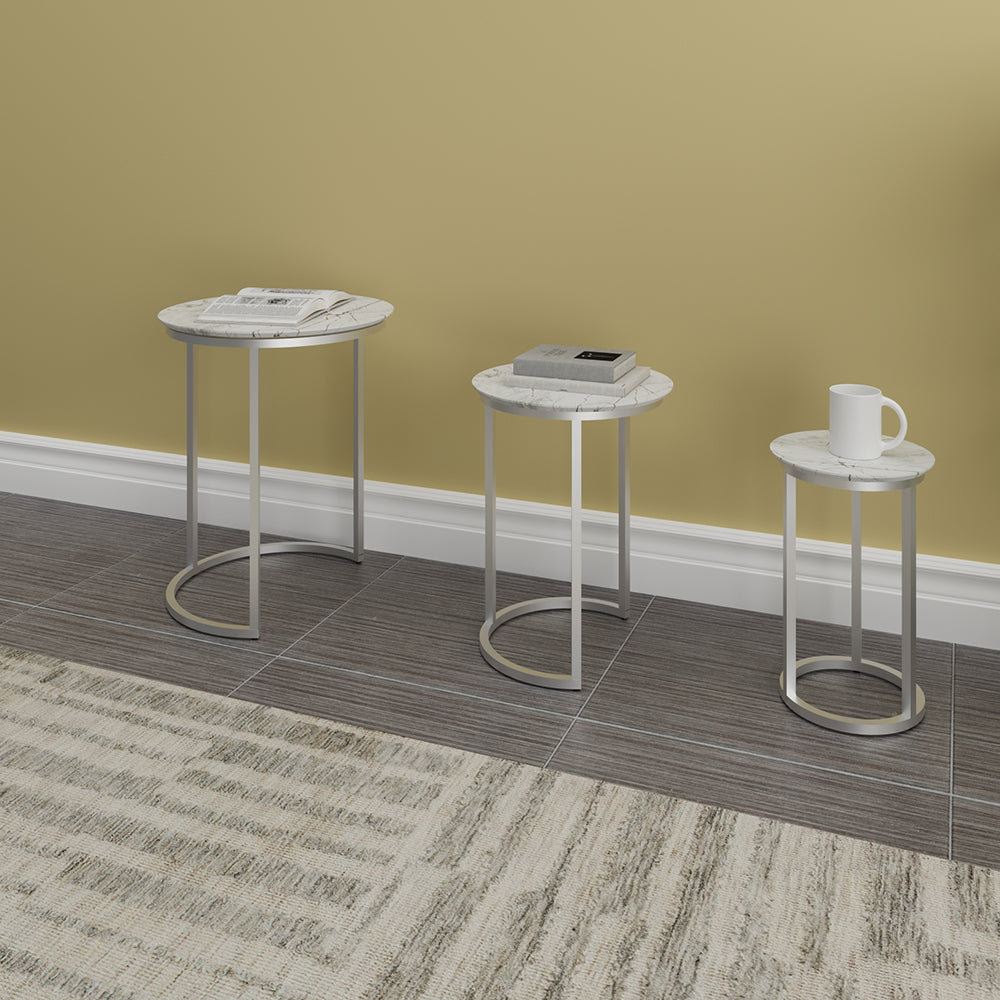 Mesa De Centro Tipo MarmolSet De 3, Rivera Marble