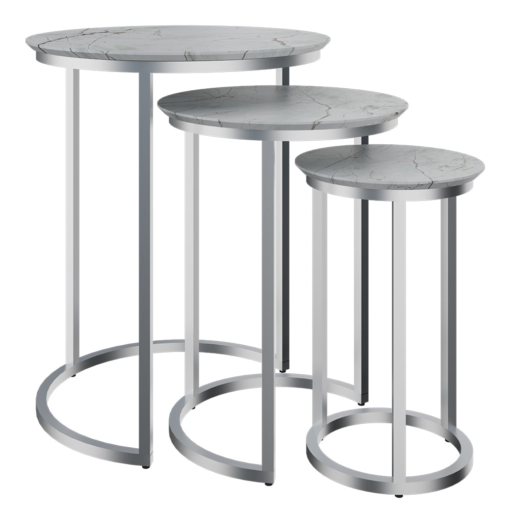 Mesa De Centro Tipo MarmolSet De 3, Rivera Marble