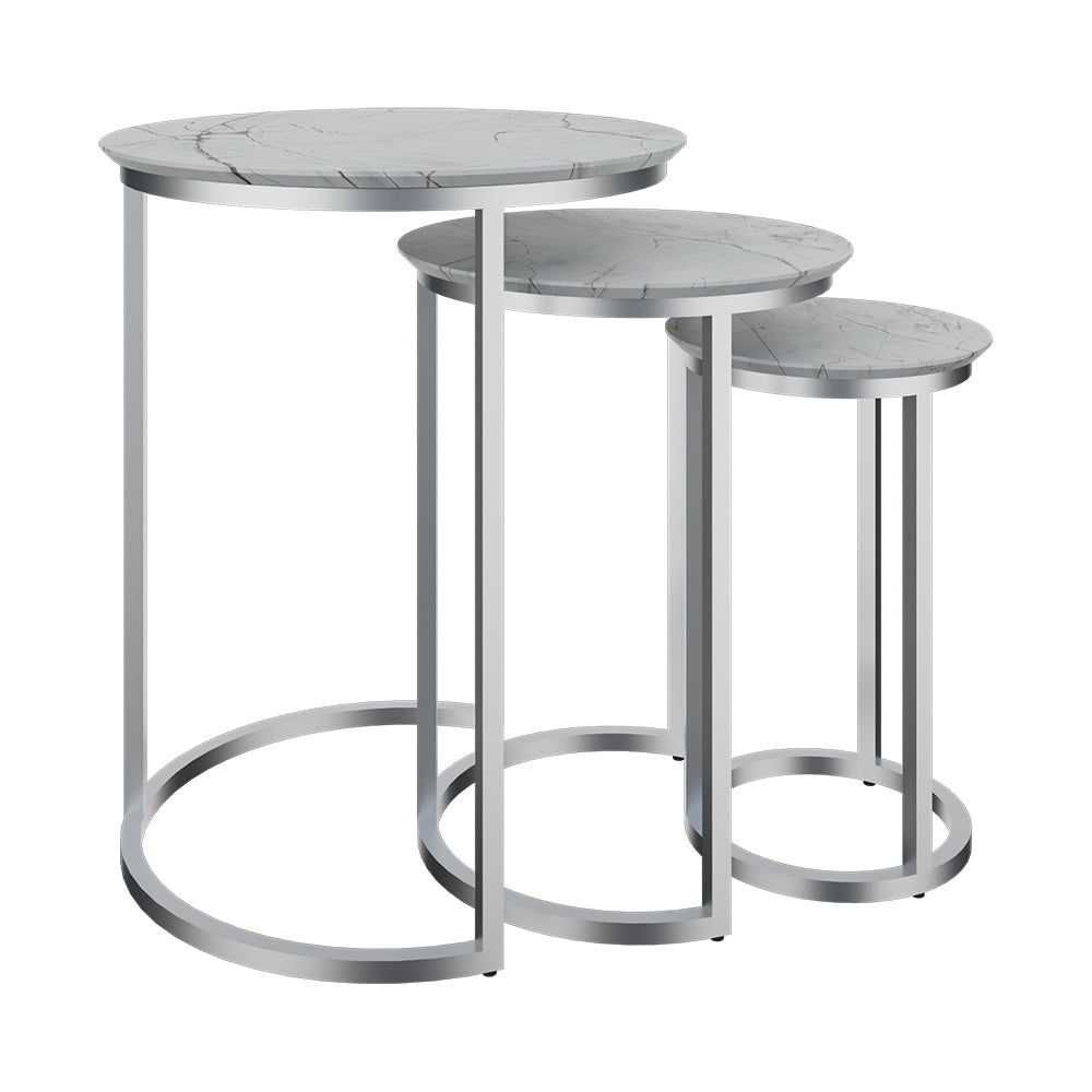 Mesa De Centro Tipo MarmolSet De 3, Rivera Marble