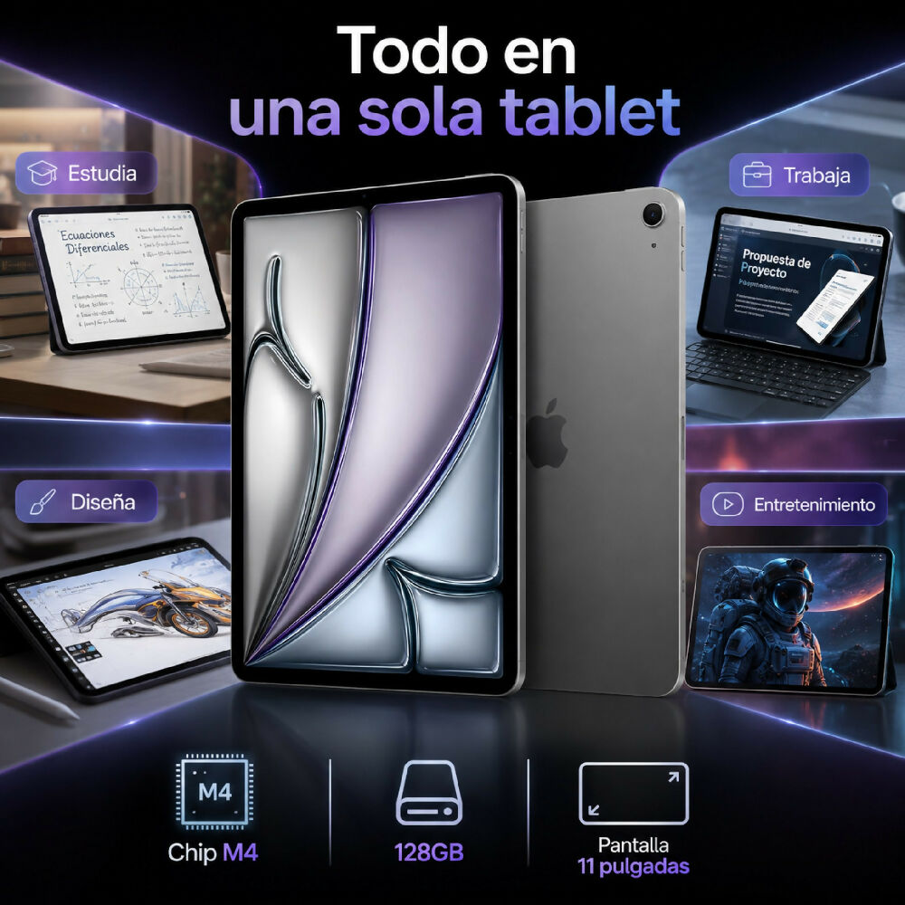 Tablet Apple Ipad Air M4 De 11 Pulgadas 128gb Wifi Con Potencia Extrema Diseño Ultrafino Gris Negro