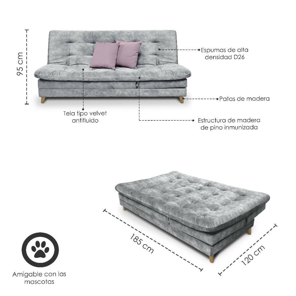 Sofa cama 5 posiciones Agassi Tela Gris - Incluye Cojines