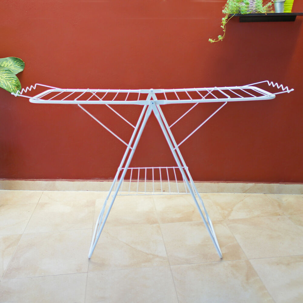 Tendedero de Piso Plegable Tipo Escalera 154x50x106,5 cm Rejiplas 25 kg con Escurridor para Zapatos