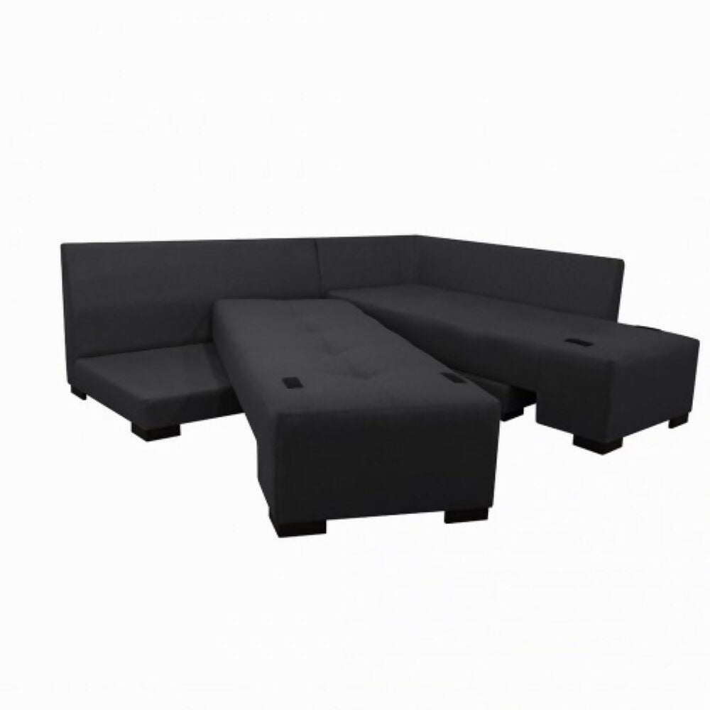 Sala Cama Sterimberg En Tela Antifluidos Gris Oscuro- Amoblando