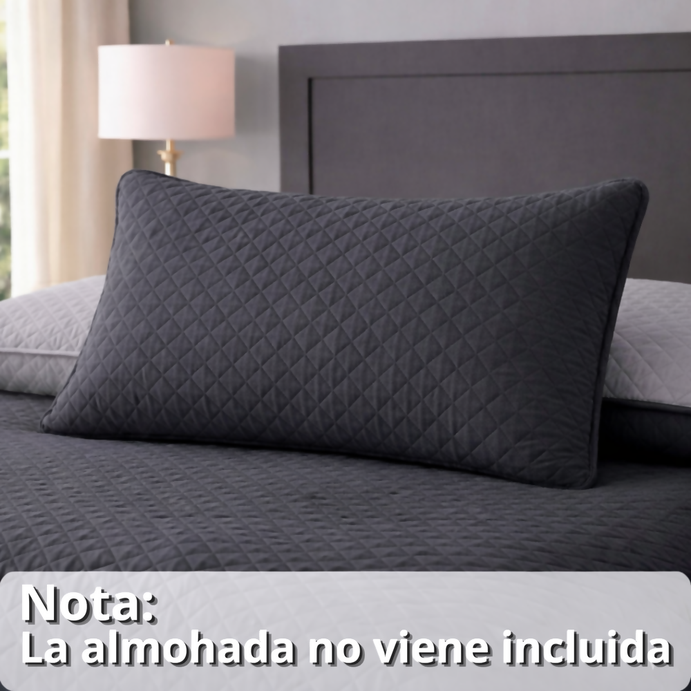 Colcha semidoble doble faz gris gris