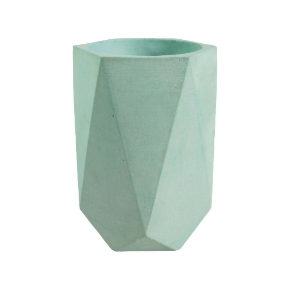 florero jarrón en cemento color verde menta de concreto tienda online de materas y decoración