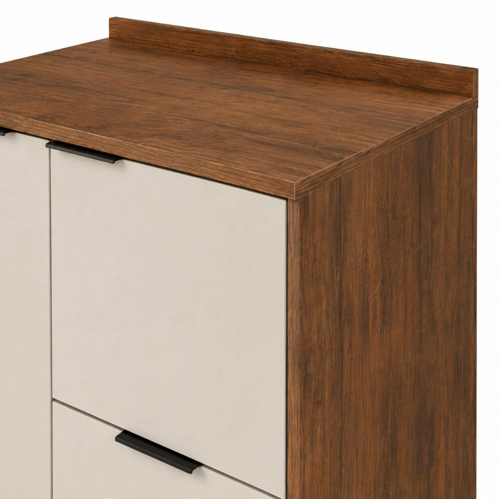 Cocina 120 cm Tahití 4 Puertas 2 Cajones - Natural/Blanco Apagado