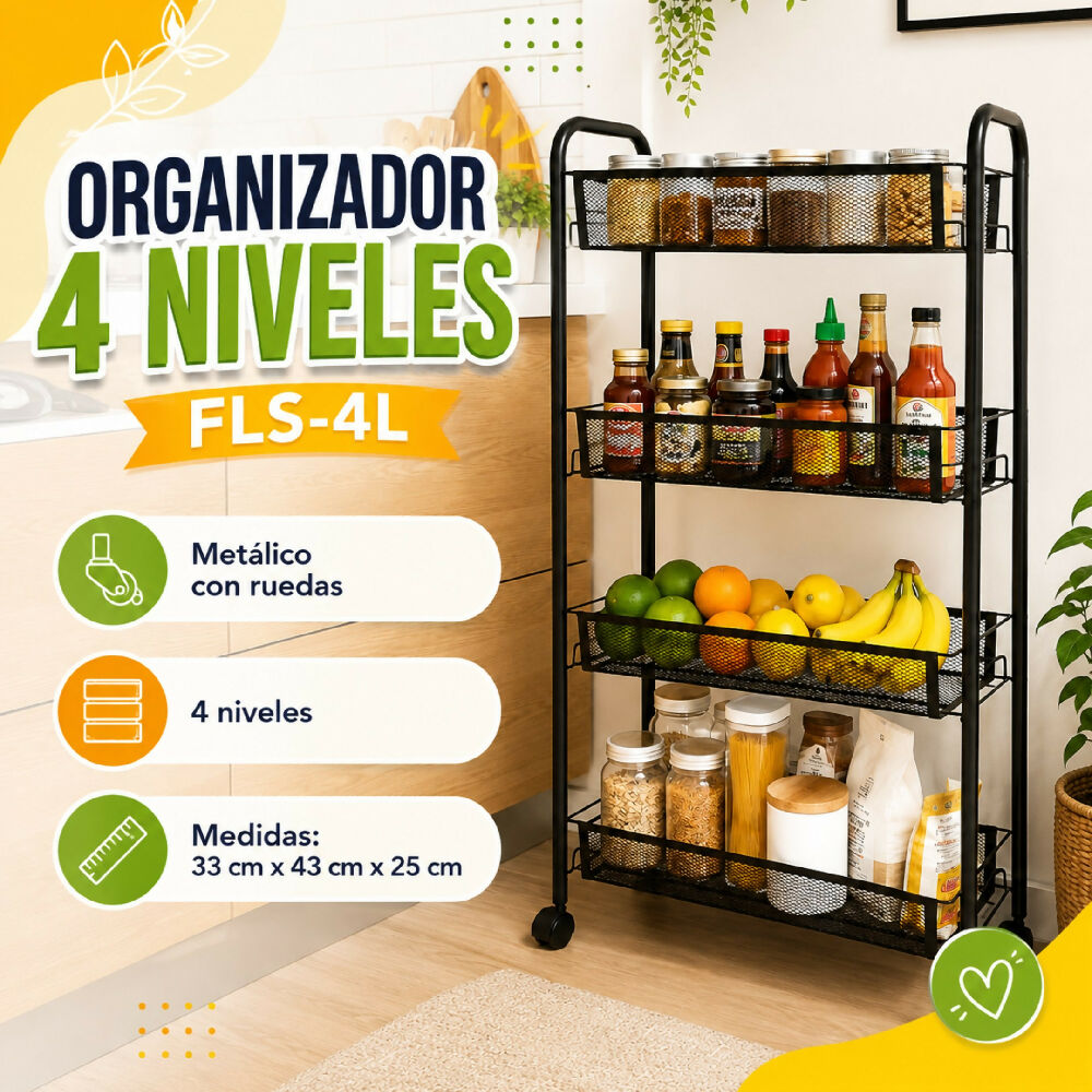 Organizador Multiusos De 4 Niveles FLS-4L Para El Hogar Y Oficina Estanteria Mueble