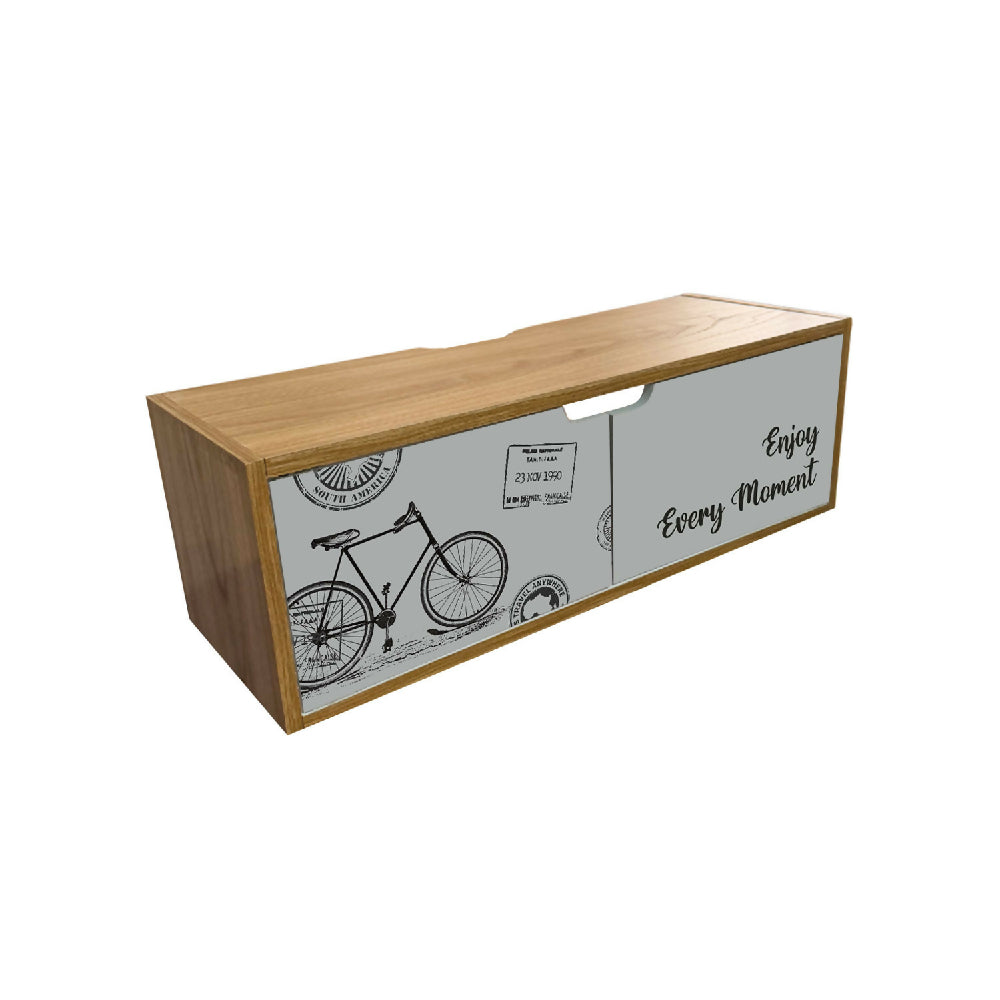 Repisa 2 Puertas Bici Madera Natural + Gris