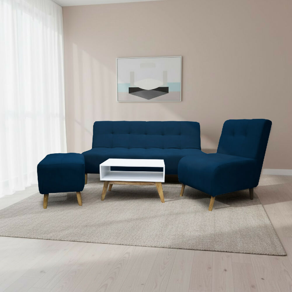 Sala Milan Azul + Mesa de Centro