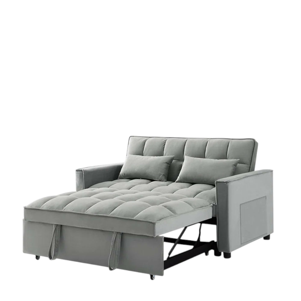 Sofá Cama 2 Puestos Gris Tela Aeidi