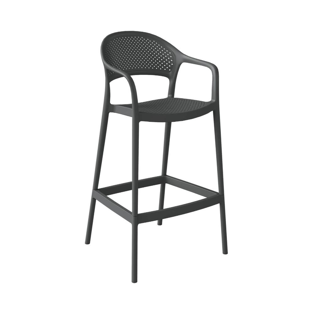 Silla para Bar Curitiva, Negro, Con espaldar traspirable y diseño Minimalista