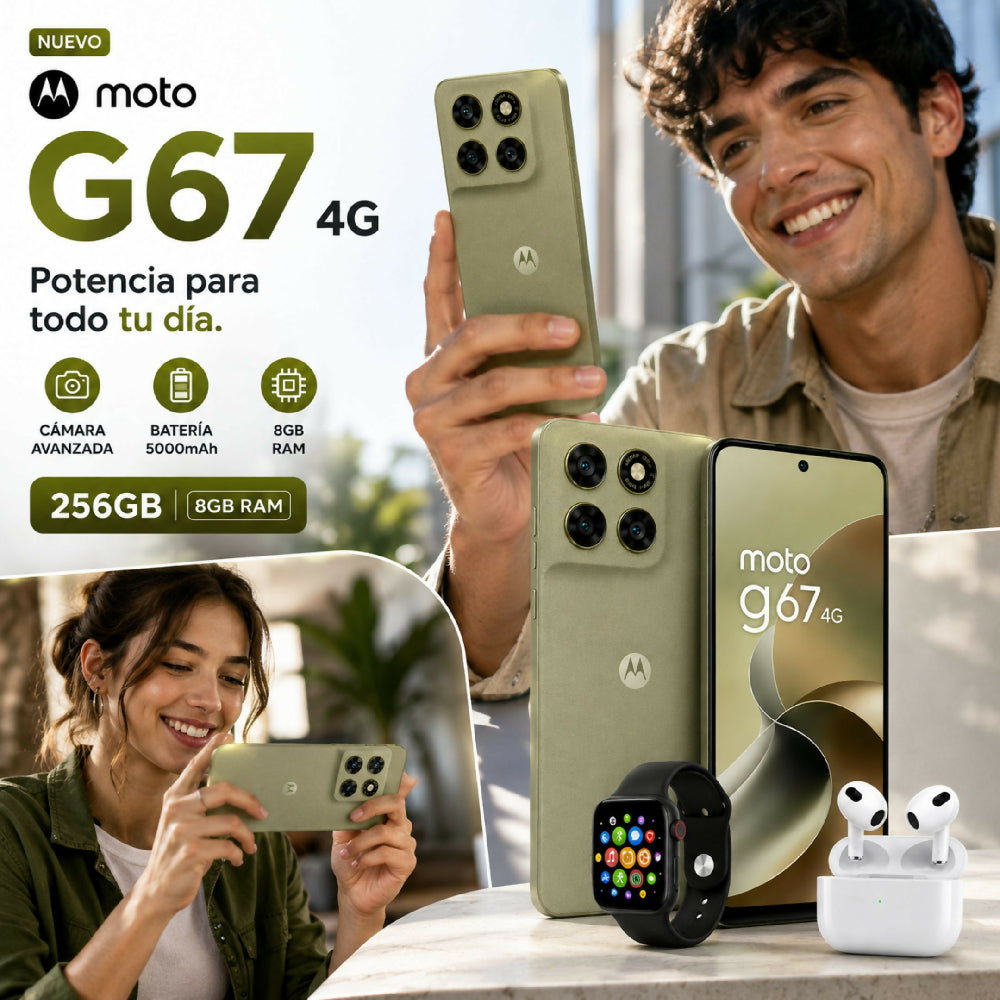 Smartphone Motorola G67 4G 256GB 8GB RAM Libre Verde + 2 Regalos Incluidos